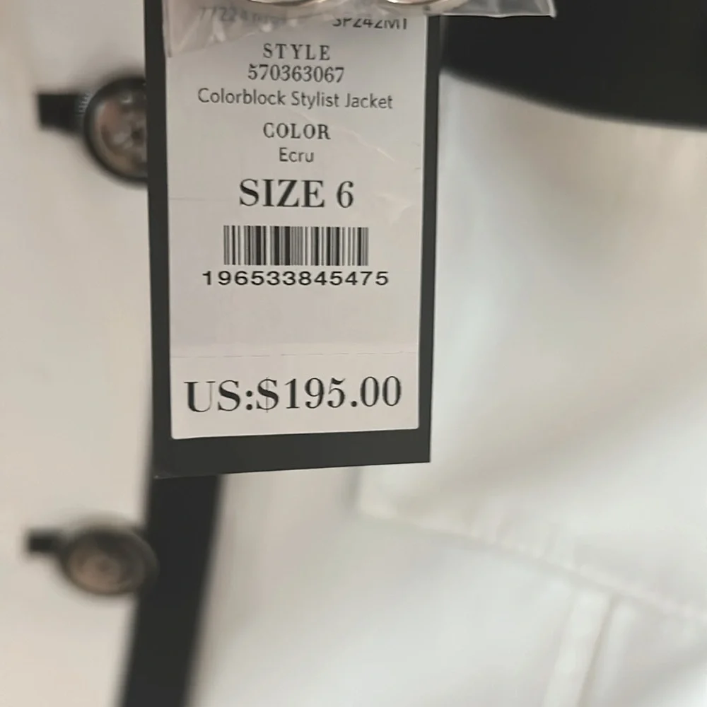 White House Black Market Black and White Blazer with Contrast Trim-brand new! - Picture 6 of 7